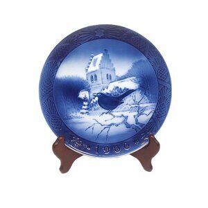 Royal Copenhagen Christmas Plate 1966 Blackbird Christmas Time KAI Lange 7"